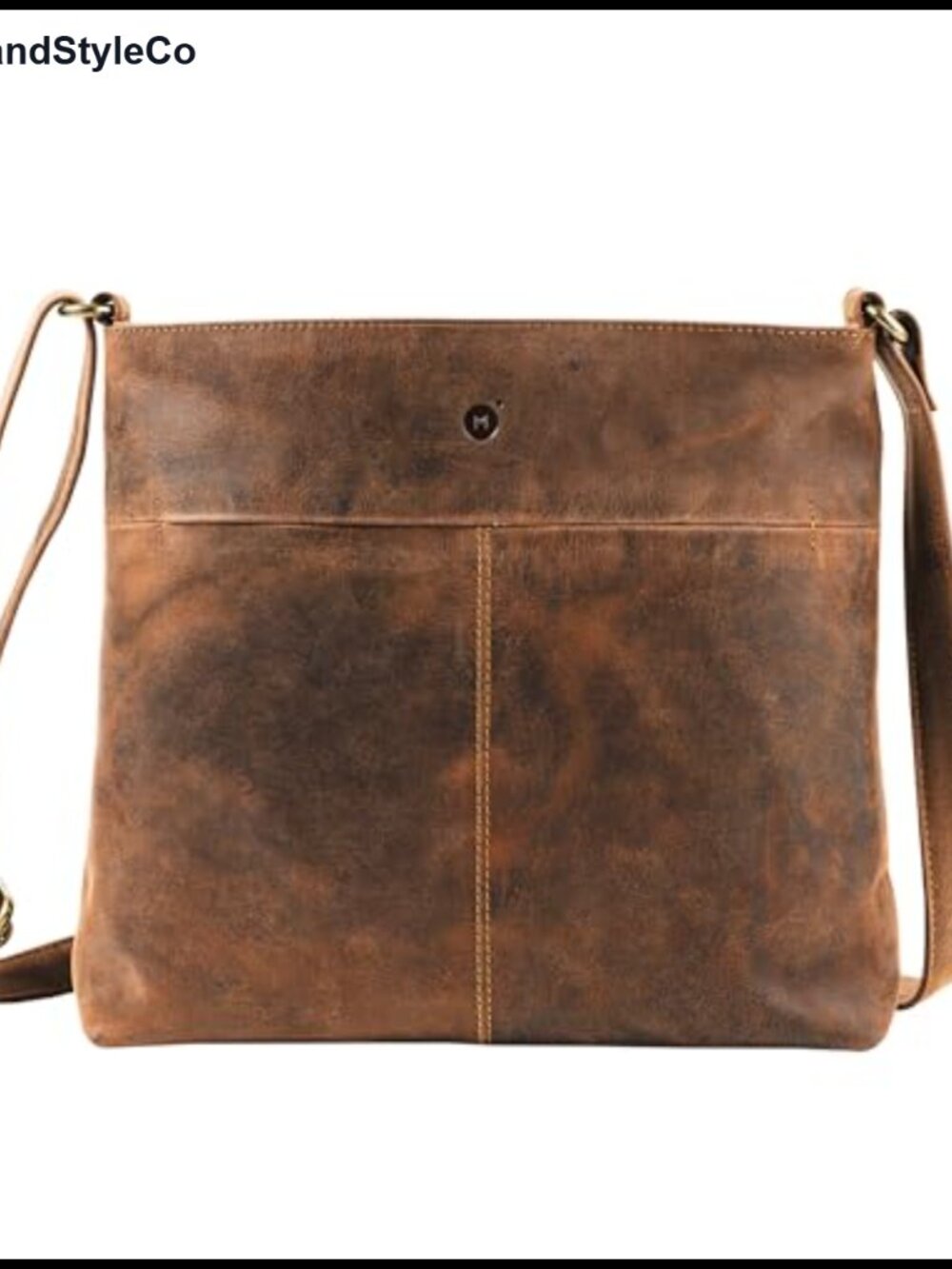 Handmade Full-Grain Buffalo Leather Crossbody Bag with Adjustable Strap